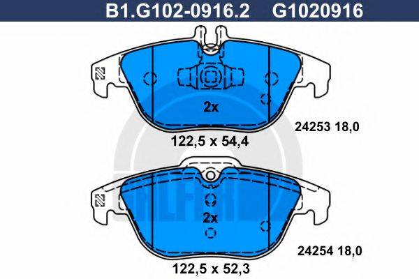 GALFER B1G10209162 Комплект тормозных колодок, дисковый тормоз