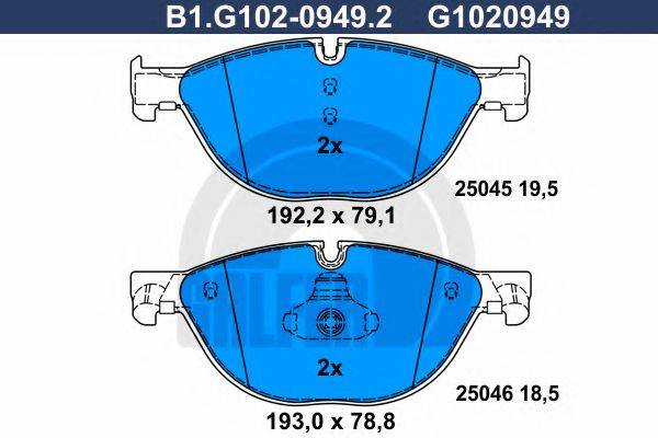 GALFER B1G10209492 Комплект тормозных колодок, дисковый тормоз