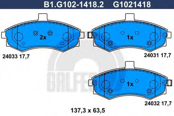 GALFER B1G10214182 Комплект тормозных колодок, дисковый тормоз