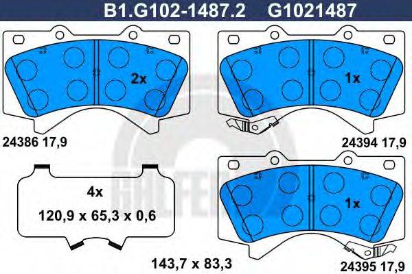 GALFER B1G10214872 Комплект тормозных колодок, дисковый тормоз