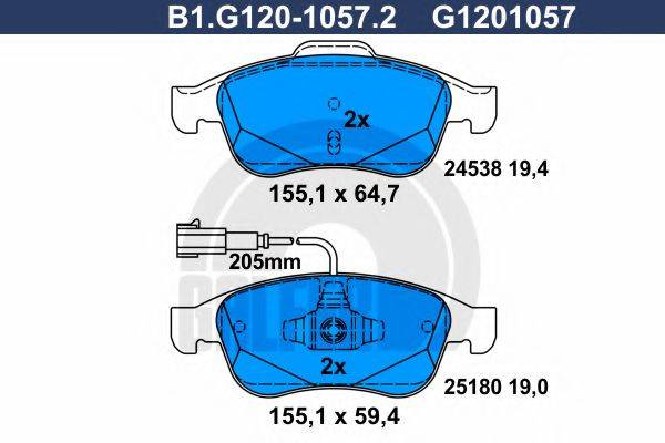 GALFER B1G12010572 Комплект тормозных колодок, дисковый тормоз