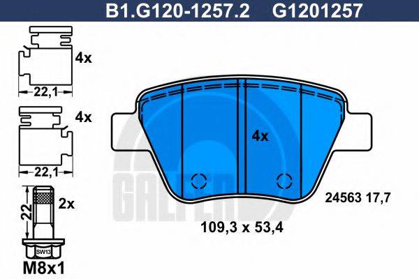 GALFER B1G12012572 Комплект тормозных колодок, дисковый тормоз