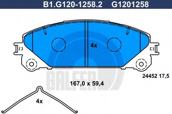 GALFER B1G12012582 Комплект тормозных колодок, дисковый тормоз