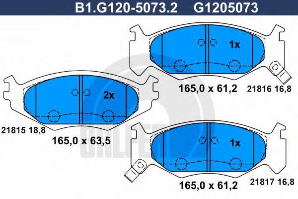 GALFER B1G12050732 Комплект тормозных колодок, дисковый тормоз