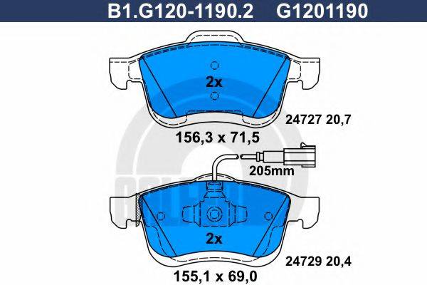 GALFER B1G12011902 Комплект тормозных колодок, дисковый тормоз