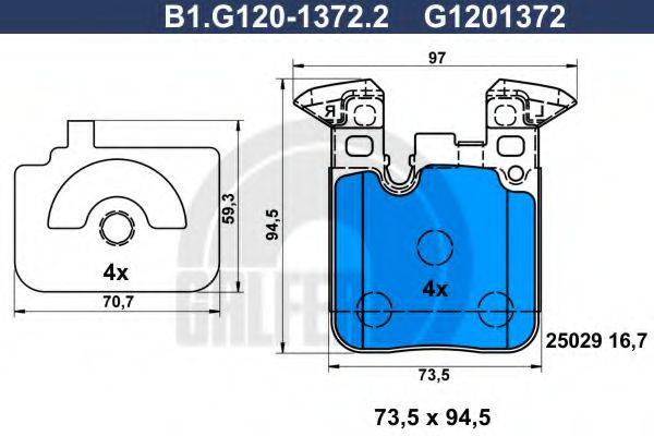 GALFER B1G12013722 Комплект тормозных колодок, дисковый тормоз