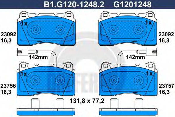 GALFER B1G12012482 Комплект тормозных колодок, дисковый тормоз