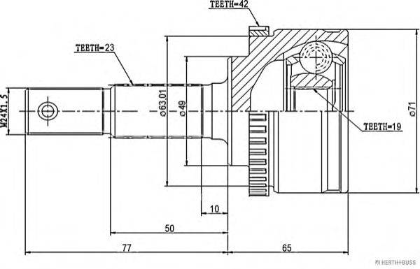 HERTH+BUSS JAKOPARTS J2828114 Шарнирный комплект, приводной вал