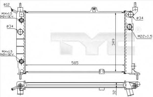 TYC 7250002 Радиатор, охлаждение двигателя