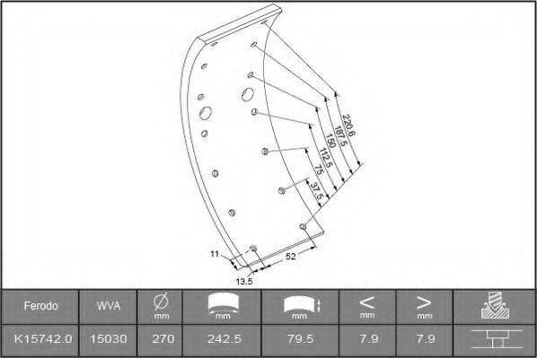 FERODO K157420F3549 Комплект тормозных башмаков, барабанные тормоза