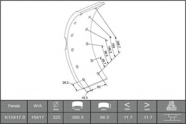 FERODO K158170F3652 Комплект тормозных башмаков, барабанные тормоза