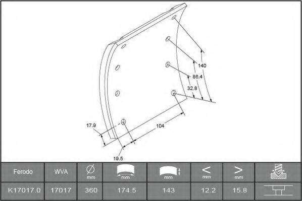 FERODO K170170F3661 Комплект тормозных башмаков, барабанные тормоза