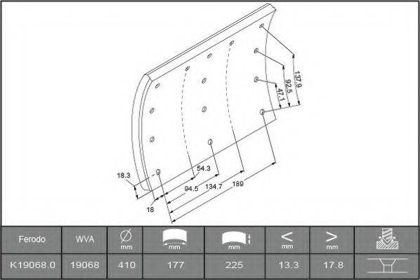 FERODO K190680F3526 Комплект тормозных башмаков, барабанные тормоза