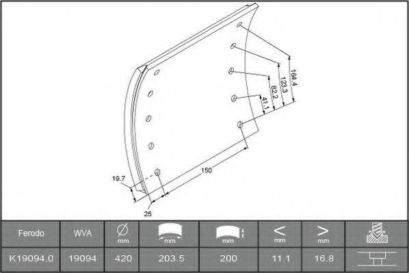 FERODO K190940F3532 Комплект тормозных башмаков, барабанные тормоза