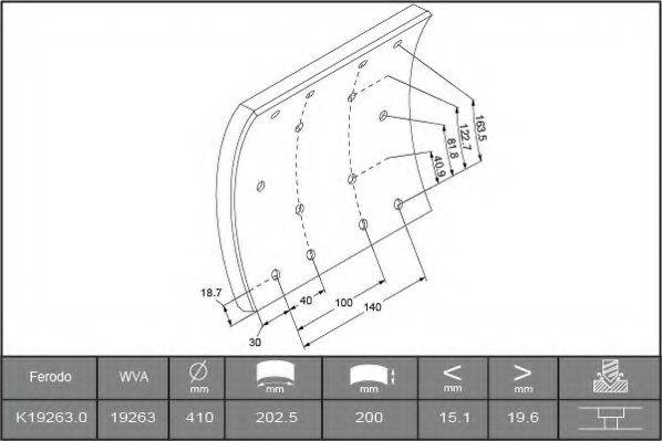 FERODO K192630F3653 Комплект тормозных башмаков, барабанные тормоза