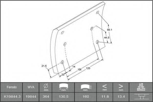 FERODO K198443F3549 Комплект тормозных башмаков, барабанные тормоза