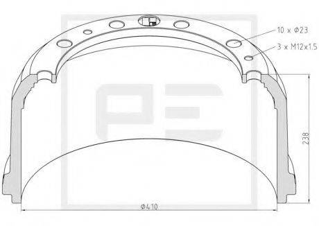 PE AUTOMOTIVE 01643000A Тормозной барабан