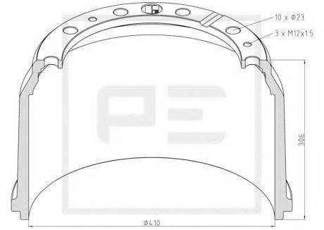 PE AUTOMOTIVE 01643100A Тормозной барабан