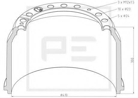 PE AUTOMOTIVE 03640300A Тормозной барабан