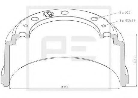 PE AUTOMOTIVE 03641700A Тормозной барабан