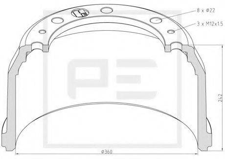 PE AUTOMOTIVE 03641800A Тормозной барабан