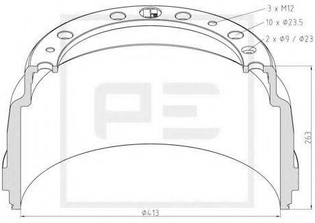 PE AUTOMOTIVE 12609100A Тормозной барабан