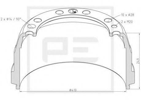 PE AUTOMOTIVE 14607200A Тормозной барабан