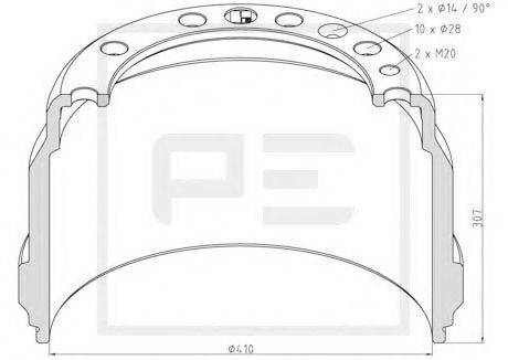 PE AUTOMOTIVE 14607300A Тормозной барабан