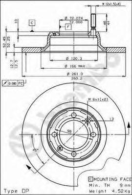 BREMBO 08407010 Тормозной диск