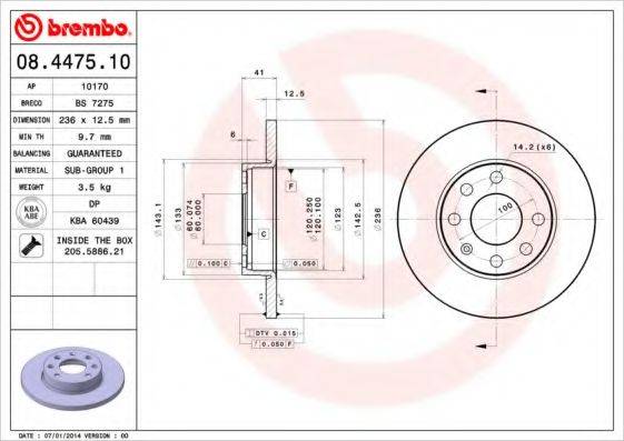 BREMBO 08447510 Тормозной диск