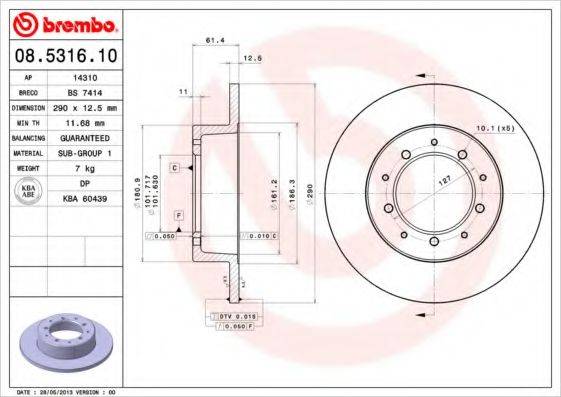 BREMBO 08531610 Тормозной диск