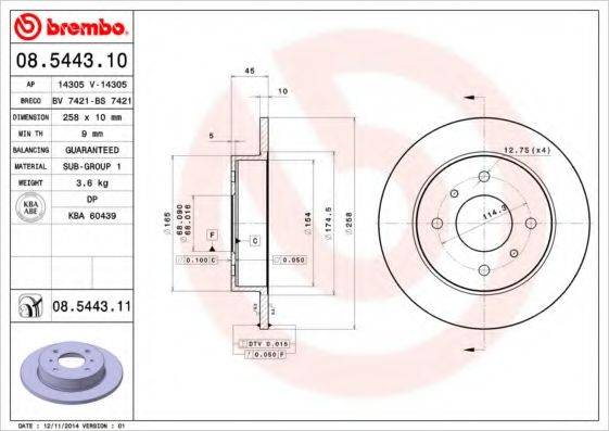 BREMBO 08544311 Тормозной диск