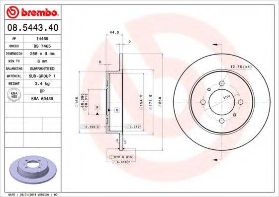 BREMBO 08544340 Тормозной диск