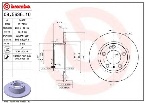 BREMBO 08563610 Тормозной диск