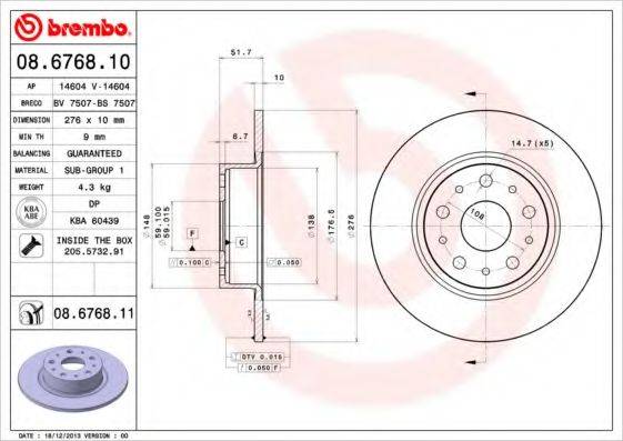 BREMBO 08676811 Тормозной диск