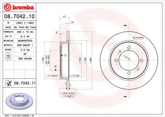 BREMBO 08704210 Тормозной диск