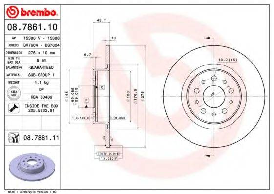 BREMBO 08786110 Тормозной диск