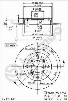 BREMBO 08908210 Тормозной диск