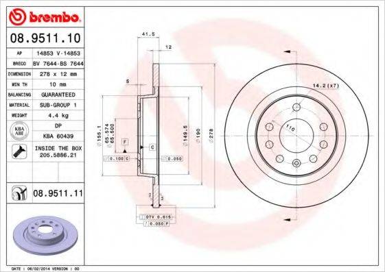 BREMBO 08.9511.10