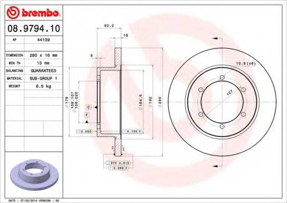 BREMBO 08979410 Тормозной диск