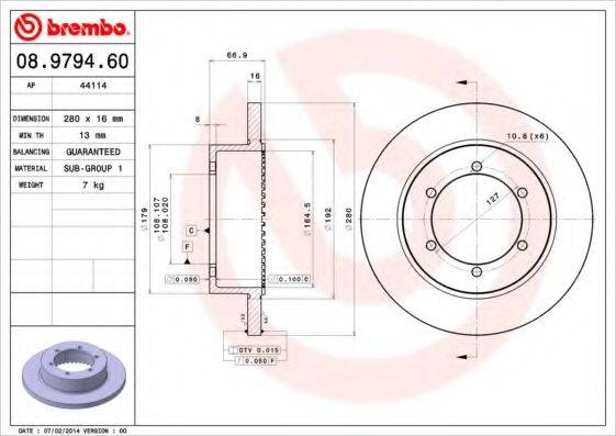 BREMBO 08979460 Тормозной диск