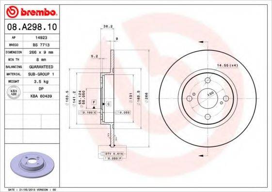 BREMBO 08A29810 Тормозной диск