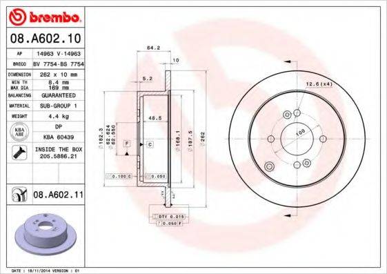 BREMBO 08A60210 Тормозной диск