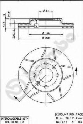 BREMBO 09314875 Тормозной диск