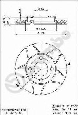 BREMBO 09476575 Тормозной диск