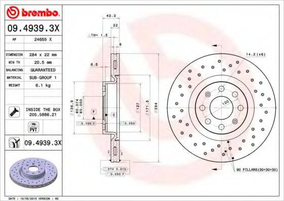 BREMBO 0949393X Тормозной диск