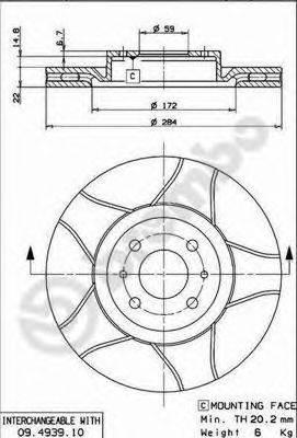 BREMBO 09493975 Тормозной диск