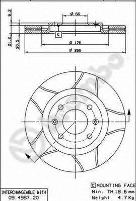 BREMBO 09498776 Тормозной диск