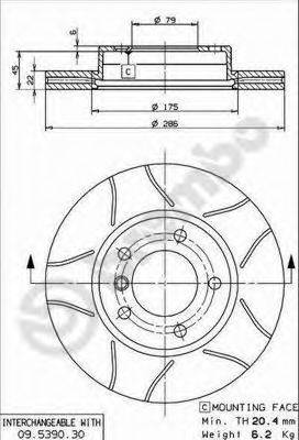 BREMBO 09539077 Тормозной диск