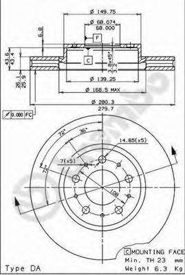 BREMBO 09556821 Тормозной диск